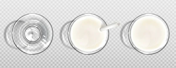 Ποτήρι γάλα με χάρτινη ψάθινη όψη — Διανυσματικό Αρχείο