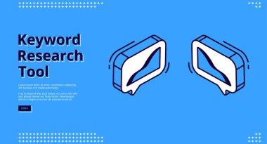 Anahtar sözcük araştırma aracı izometrik iniş sayfası.
