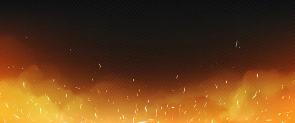 煙と溶接火花、炎と現実的な火災 — ストックベクタ