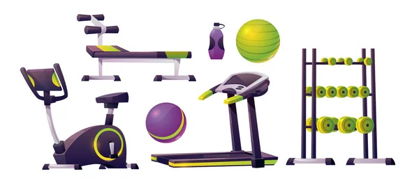 Fitnessgeräte für Training, Fitness und Sport — Stockvektor