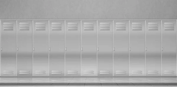 Steel lockers in school corridor or changing room — Stock Vector