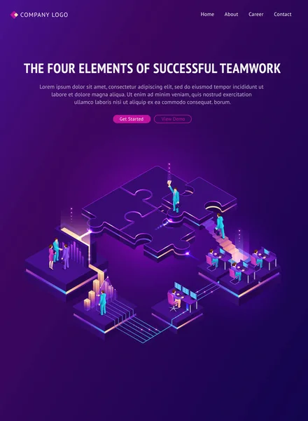 Vier elementen van succesvol teamwork banner — Stockvector