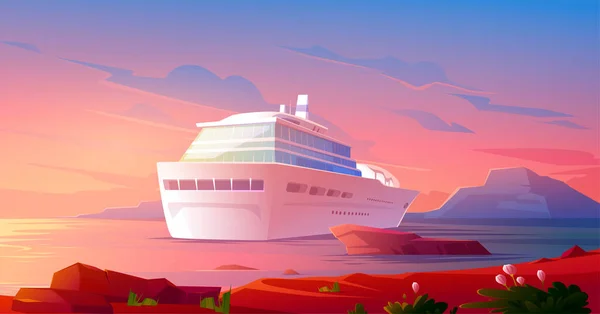 Letní luxusní dovolená na výletní lodi při západu slunce — Stockový vektor