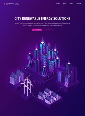 Smart city renewable energy solutions web banner clipart