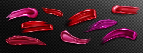 Éclats de rouge à lèvres, taches de liquide brillant à lèvres — Image vectorielle