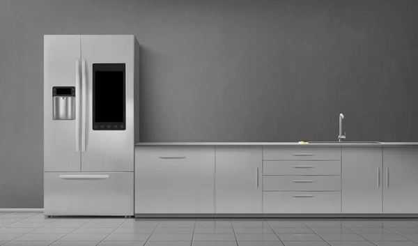 Smart Kühlschrank und Spüle in der Küche auf der Tischplatte — Stockvektor