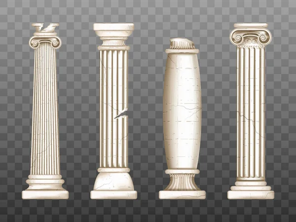 Barokní pilíře, římské renesanční popraskané sloupy — Stockový vektor