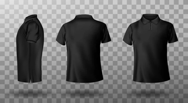 Realista mockup de macho preto polo camisa —  Vetores de Stock