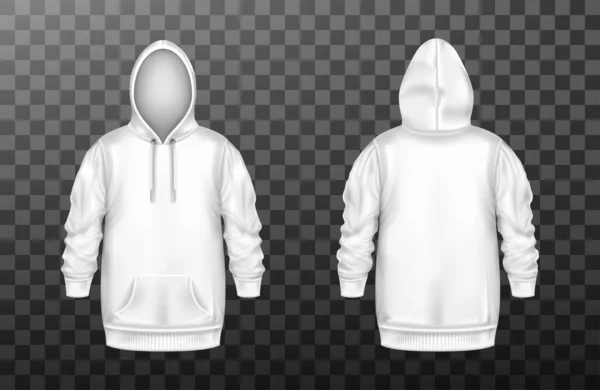 Hoody, white sweatshirt mock up front and back set — Stock Vector