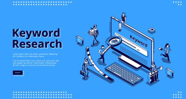Anahtar kelime araştırma seo aracı izometrik iniş sayfası