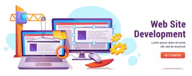 Web sitesi geliştirme, programlama veya kodlama afişi