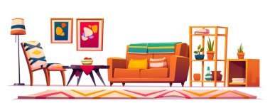 Boho, bohem oturma odası iç mekan, hipster tarzı.