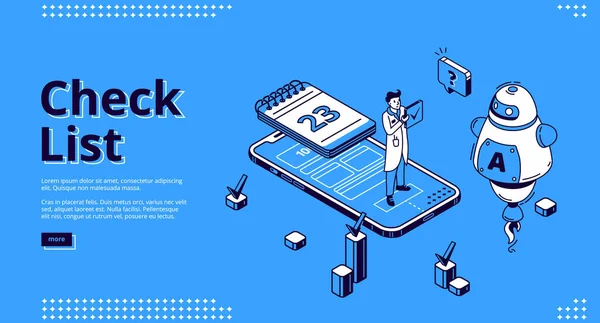 Landing pagina van de checklist voor zakelijke ogranisatie — Stockvector