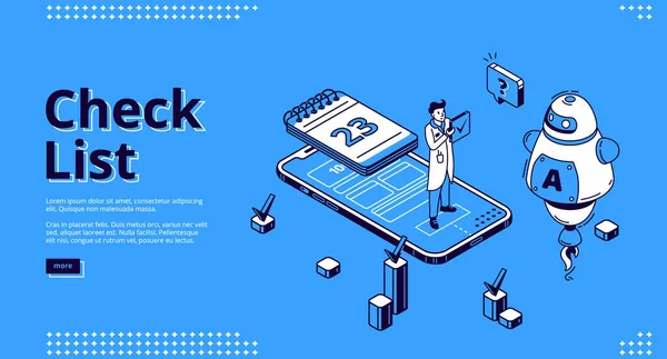 業務の認可のためのチェックリストのランディングページ — ストックベクタ