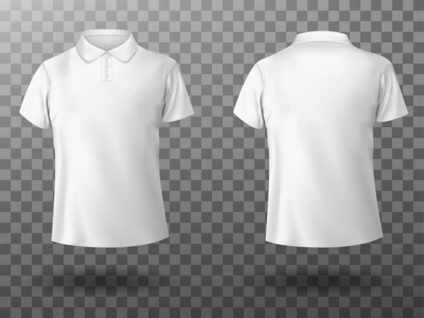 Realista mockup de macho branco polo camisa — Vetor de Stock