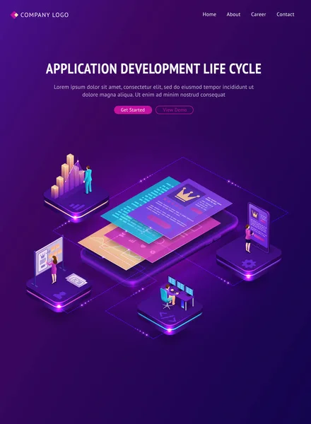 Applicazione sviluppo ciclo di vita banner — Vettoriale Stock