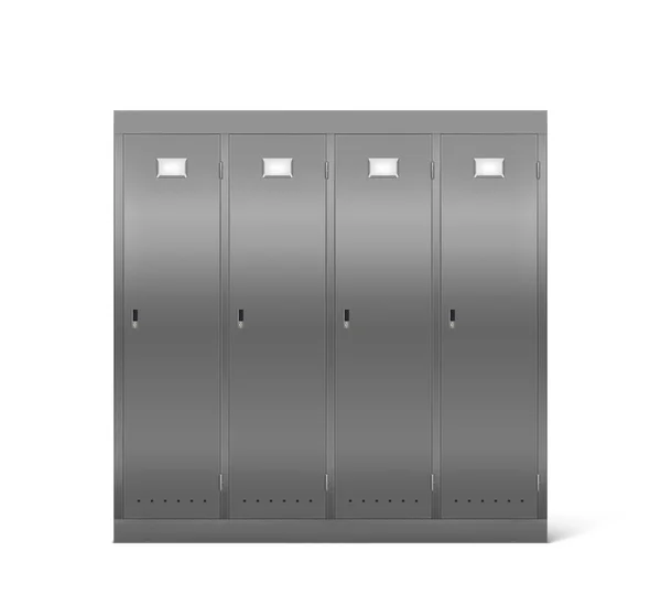 Стальные шкафчики в школьном коридоре или раздевалке — стоковый вектор