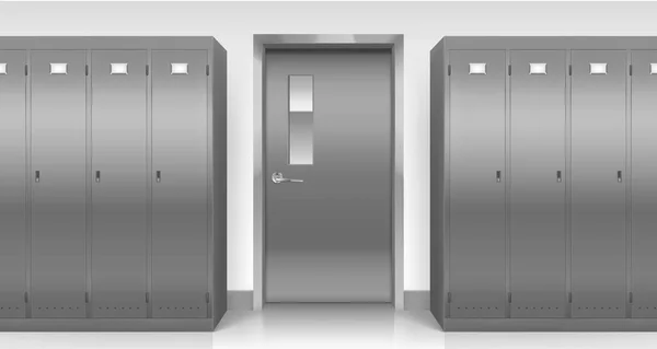 Steel lockers and door, changing room cabinets — Stock Vector