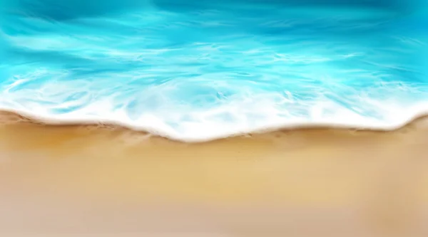 Vista superior de la ola de mar con espuma salpicando en la playa — Vector de stock