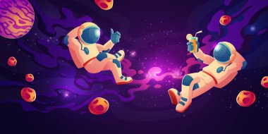 Ağırlıksız astronotlar meyve suyu içiyor, rahatlayın.
