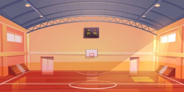 Basketbol sahasının içi boş, kapalı stadyum.