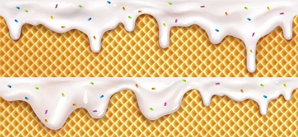 现实的滴水冰淇淋融化滴与洒水 — 图库矢量图片