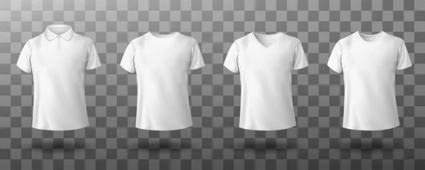 Realista mockup de macho branco polo camisa — Vetor de Stock