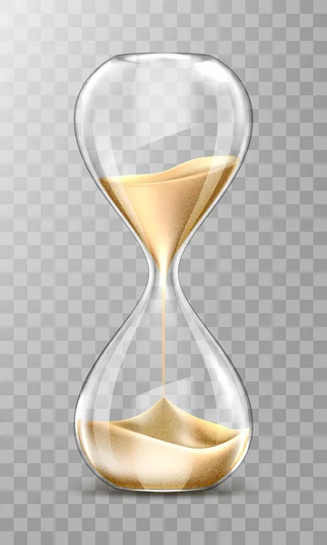 Vector realistic hourglass, transparent sand clock — Stock Vector