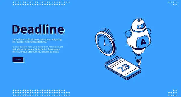 截止日期、时间管理等距着陆页 — 图库矢量图片