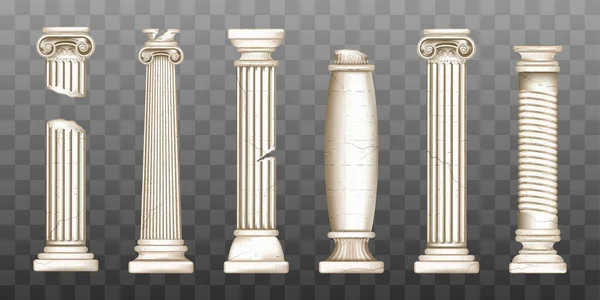 Antigas colunas gregas quebradas, pilares barrocos — Vetor de Stock