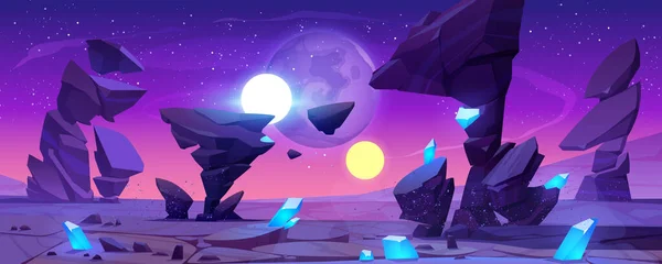 Alien planet landscape at night for space game