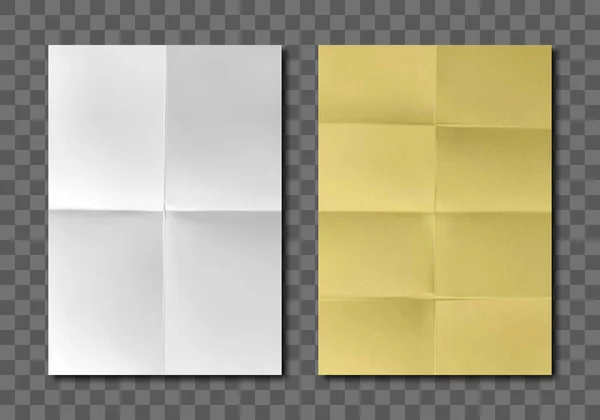 Katlanmış beyaz sarı kağıt çarşaflar — Stok Vektör