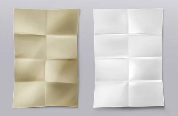 Feuilles pliées de papier blanc et kraft — Image vectorielle