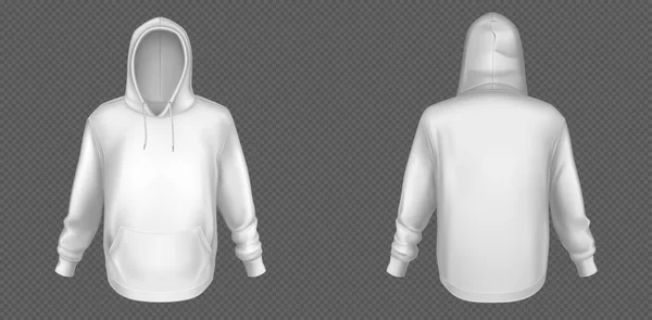 Hoody, white sweatshirt mock up front and back set — Stock Vector