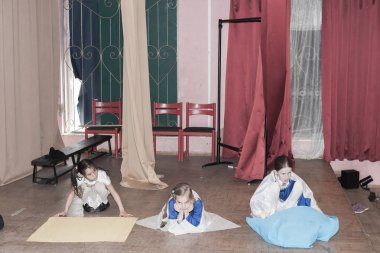 Moskova, Rusya - Mayıs, 2018 yaklaşık: Prova toplantı salonu okul performans.