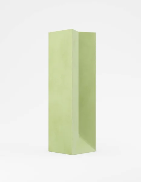 Sac de maquette éco emballage papier kraft demi-côté. Grand modèle vert étroit sur fond blanc publicité promotionnelle. rendu 3D — Photo