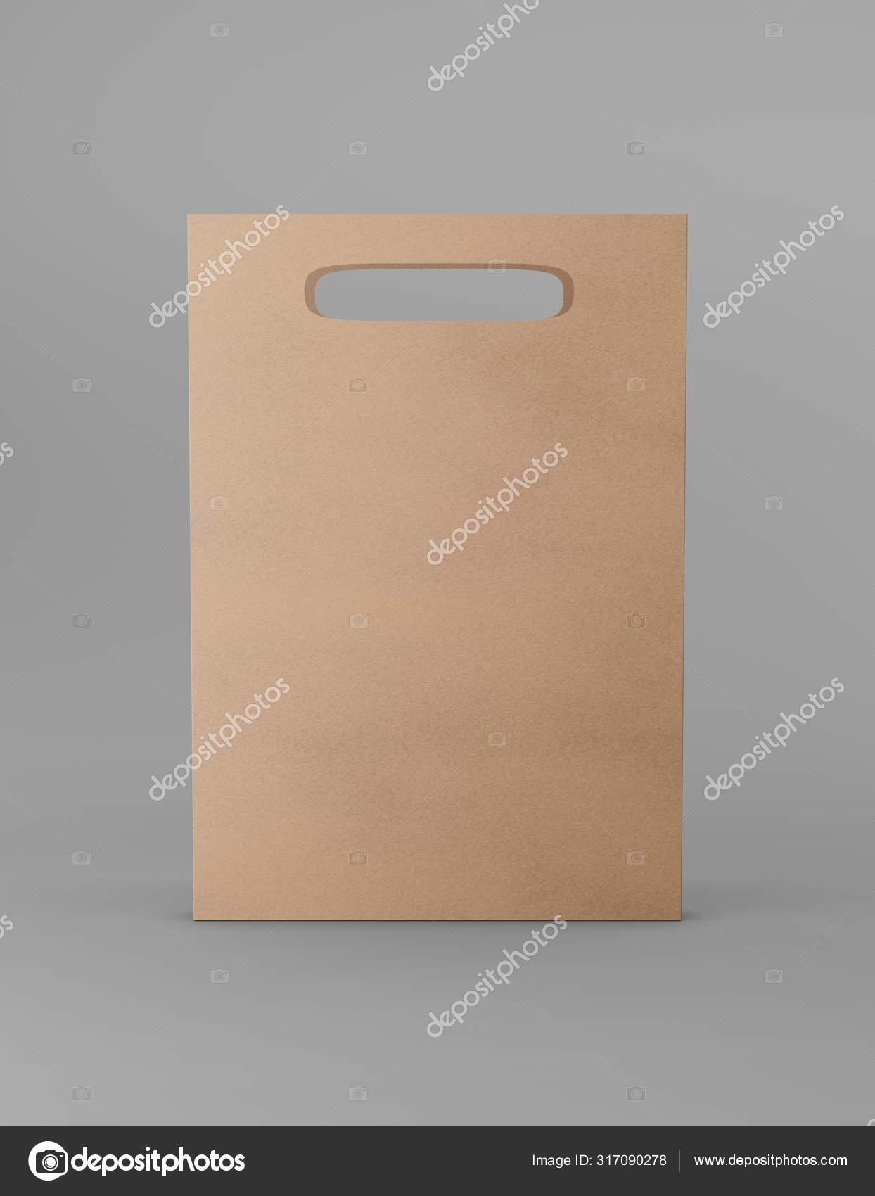 Download Eco Packaging Mockup Bag Kraft Paper With Handle Front Side Standart Medium Brown Template On Gray Background Promotional Advertising 3d Rendering Stock Photo C Photolas 317090278 PSD Mockup Templates