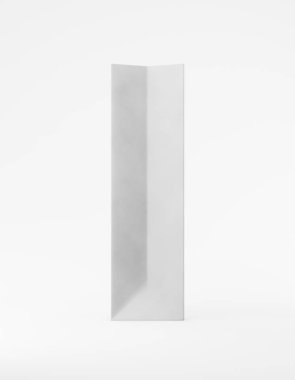 Eko ambalaj poşeti, Kraft kağıdı tarafı. Beyaz arka plan tanıtım reklamlarında uzun beyaz bir şablon. 3d oluşturma