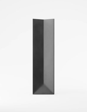 Eko ambalaj poşeti, Kraft kağıdı tarafı. Beyaz arkaplan tanıtımında uzun siyah bir şablon. 3d oluşturma