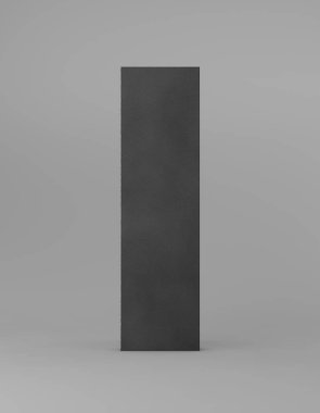 Eko ambalaj poşeti. Kraft kağıdı ön tarafta. Gri arka plan promosyon reklamları için uzun, siyah bir şablon. 3d oluşturma