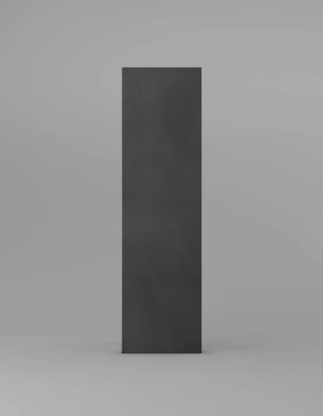 Эко упаковка макет мешок крафт бумаги передней стороны. Высокий узкий черный шаблон на сером фоне рекламной рекламы. 3D рендеринг — стоковое фото