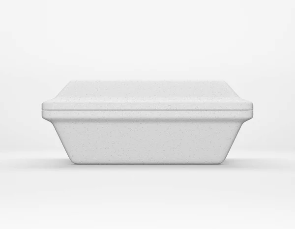 生态包装矩形盒生物泡沫模型白色背景. 用于午餐、食品或其他物品的热容器环保回收材料。 3d渲染 — 图库照片
