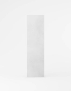 Eko ambalaj poşeti. Kraft kağıdı ön tarafta. Beyaz arka plan tanıtım reklamlarında uzun beyaz bir şablon. 3d oluşturma