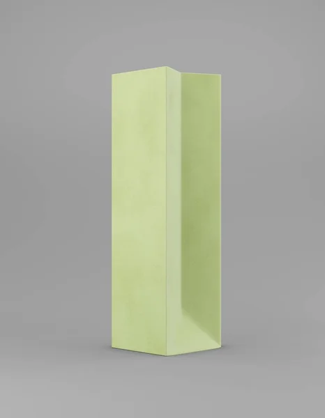 Eco embalagem mockup saco papel kraft metade do lado. Alto modelo verde estreito em publicidade promocional fundo cinza. Renderização 3D — Fotografia de Stock