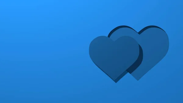 Два силуэта стилизовали сердце, вырезанное из бумаги. Концепция любви, День Святого Валентина. Стильная минимальная абстрактная горизонтальная сцена, место для текста. Модный классический синий цвет. 3D рендеринг — стоковое фото