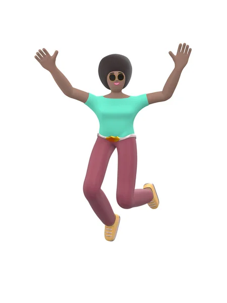 Junge Fröhliche Afrikanische Mädchen Tanzen Und Springen Mit Erhobenen Armen — Stockfoto