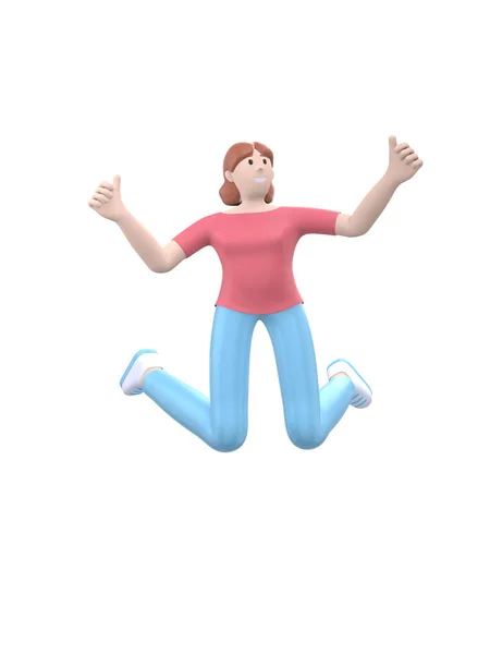 Молодая Счастливая Девушка Танцует Прыгает Левитирует Поднимает Руки Вверх Позитивный — стоковое фото