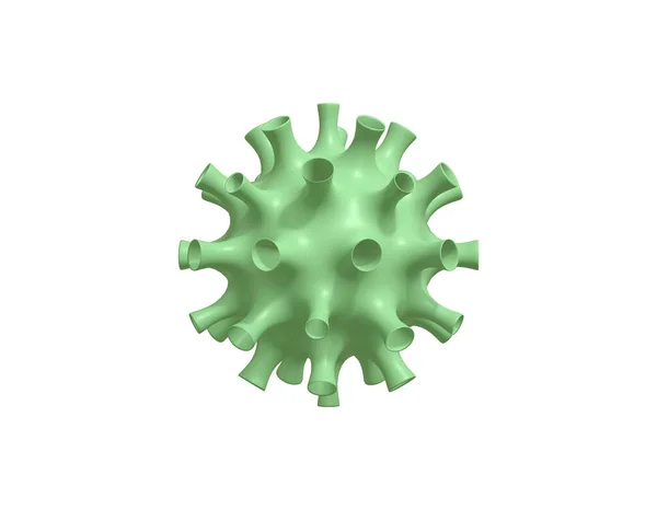 Rendu Minimaliste Dessin Animé Virus Vert Sous Microscope 2019 Ncov — Photo