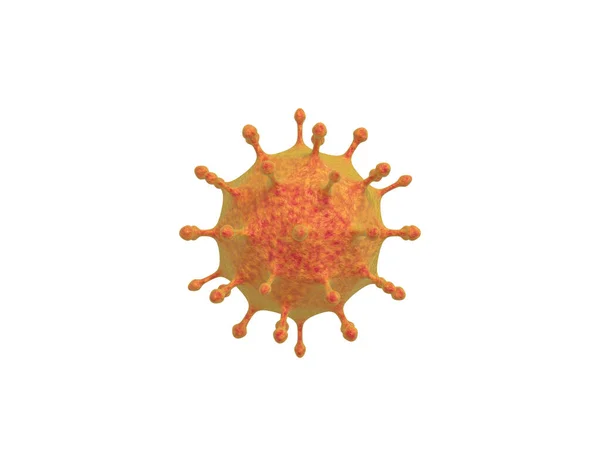 Rendering Realistico Giallo Virus Arancione Microscopio 2019 Ncov Coronavirus Infezione — Foto Stock