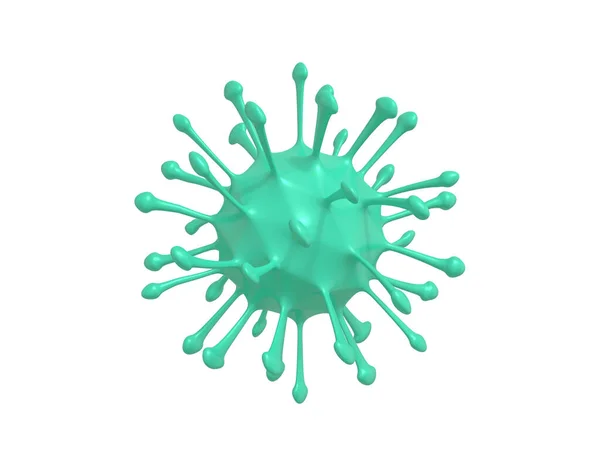 Rendering Minimalistic Cartoon Green Virus Microscope 2019 Ncov Coronavirus Infection — Stock Photo, Image